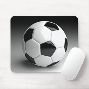 Modern Black White Soccer Sport Photography Mouse Mat