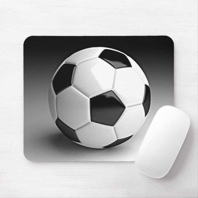 Modern Black White Soccer Sport Photography Mouse Mat (With Mouse)