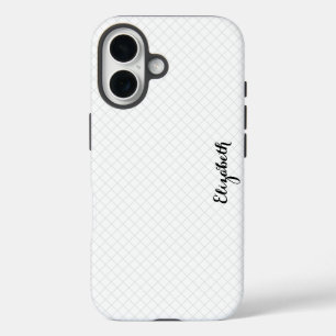 Modern Black White Squares Monogrammed Stylish iPhone 16 Case