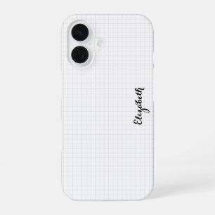 Modern Black White Squares Stylish Monogrammed iPhone 16 Case