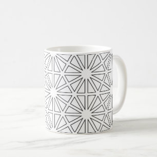 Modern Black & White Starburst Geometric Pattern Coffee Mug