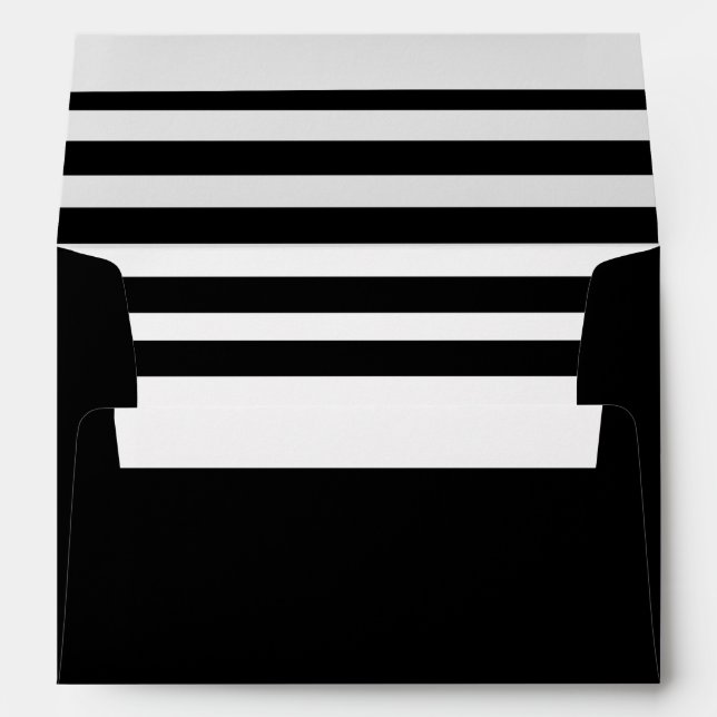 Modern Black & White Stripe Envelope (Back (Bottom))