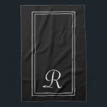 Modern Black & White Stripe Monogram Personalised  Tea Towel<br><div class="desc">Modern Black & White Stripe Monogram Personalised kitchen towel</div>
