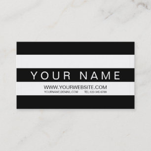 Modern Black & White Striped Business Card