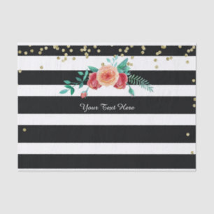 Modern Black White Striped Gold Tissue Paper