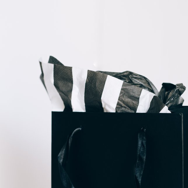 Modern Black White Striped  Tissue Paper (Creator Uploaded)