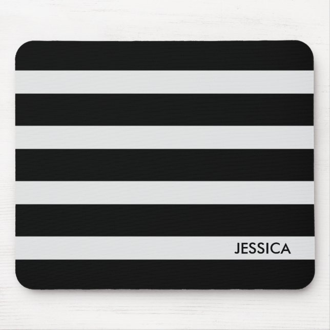 Modern Black & White Stripes 2 Mouse Mat (Front)