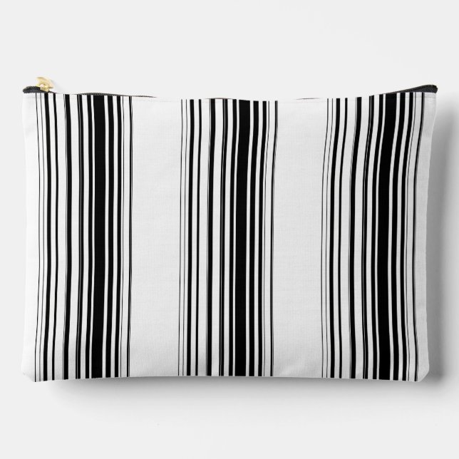 Modern black white stripes accessory pouch (Front)