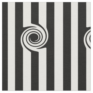 Modern Black white stripes and swirl abstract Fabric