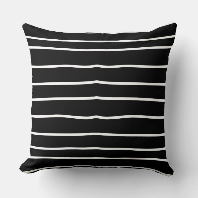 Modern black white stripes decorative chic trendy  cushion (Front)