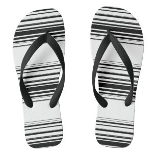 Modern black white stripes flip flops