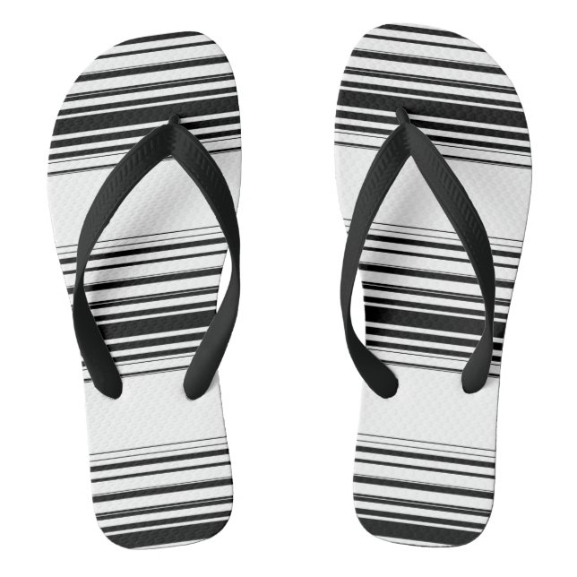 Modern black white stripes flip flops (Footbed)