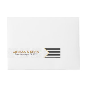 Modern Black & White Stripes Geometric Design Wraparound Address Label