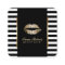 Modern Black White Stripes Gold Lips Makeup Artist