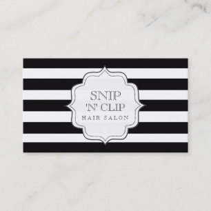 Modern Black & White Stripes Hair Stylist Cards