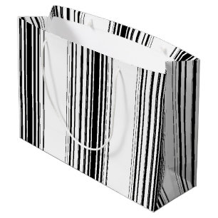 Modern black white stripes large gift bag