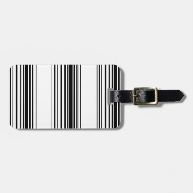 Modern black white stripes luggage tag (Front Horizontal)