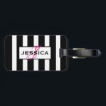 Modern Black & White Stripes Monogram Luggage Tag<br><div class="desc">Elegant black and white stripes patterns. Fully customisable luggage tags. If you need any help customising any of my designs,  contact ArtOnWear designer. Free text formatting with live help available by request.</div>