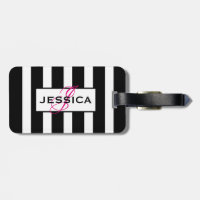 Modern Black & White Stripes Monogram