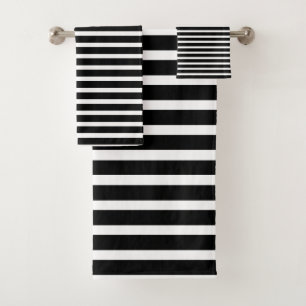 Modern Black White Stripes Pattern Bath Towel Set