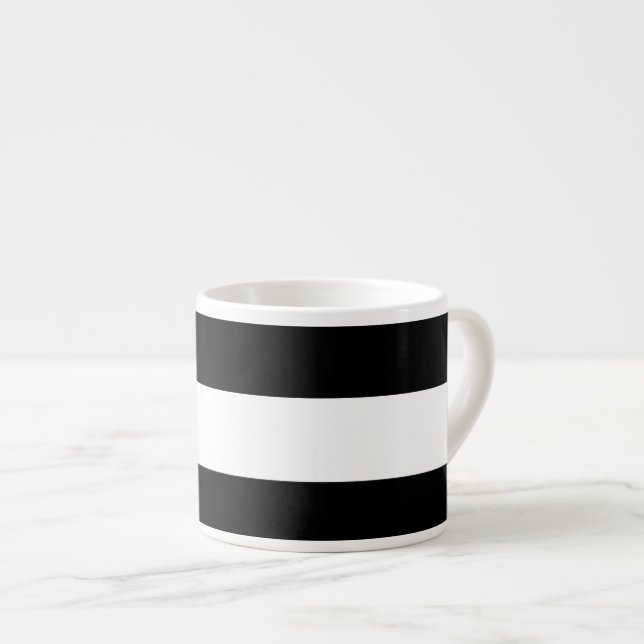 Modern Black White Stripes Pattern Espresso Cup (Front Right)