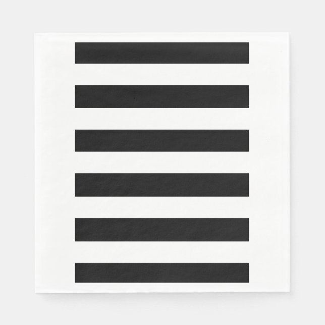Modern Black White Stripes Pattern Napkin (Front)