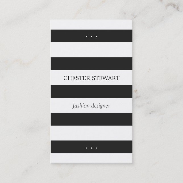 Modern Black White Stripes Personal Contact Card (Front)