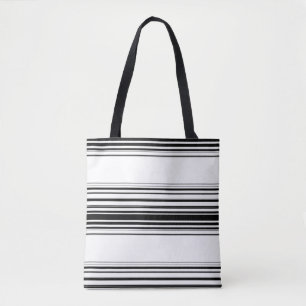 Modern black white stripes tote bag
