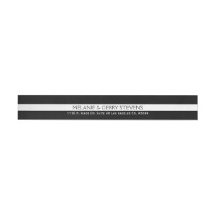 Modern Black & White Stripes Wedding Label