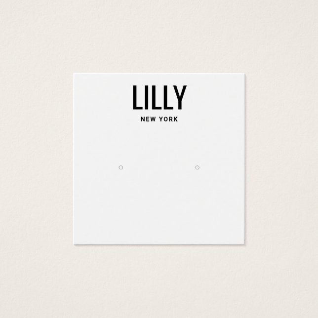 Modern Black White Stud Earring Display Card (Front)