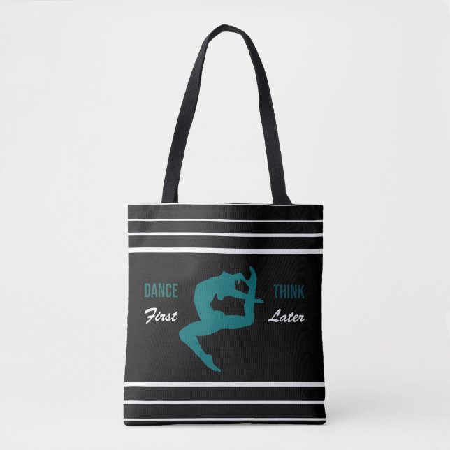 Modern Black, White & Teal Dance Quote  Tote Bag (Front)