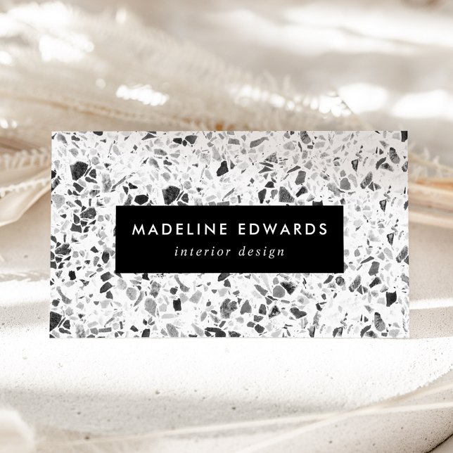 Modern Black & White Terrazzo Business Card (Creator Uploaded)