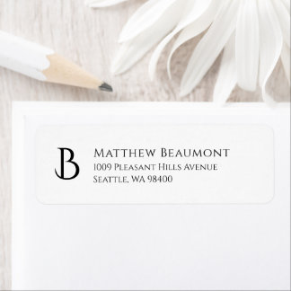 Modern Black White Text Initial Return Address