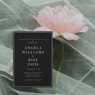Modern Black & White text No Parents Wedding  Invitation
