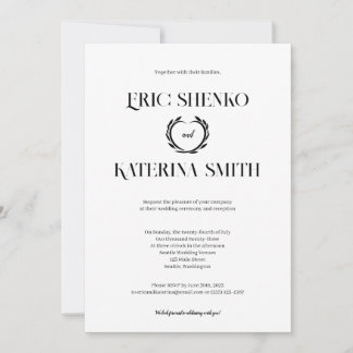 Modern Black & White Text Style Wedding Invite