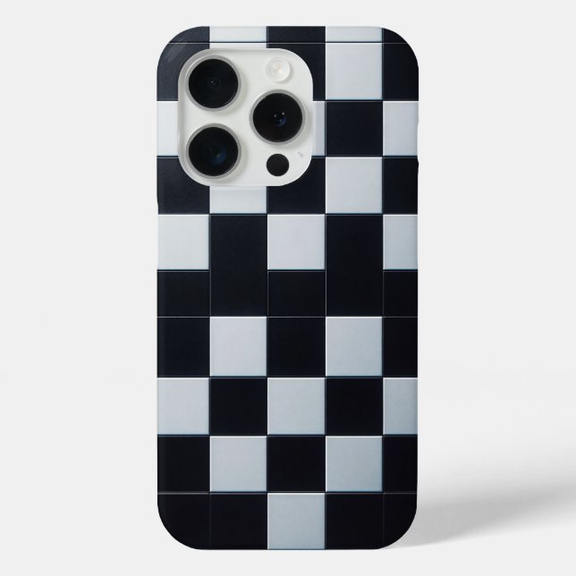 Modern Black & White Textured Checkerboard Phone  Case-Mate iPhone Case (Back)