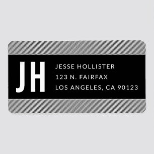 Modern Black & White Thin Stripes Return Address Label