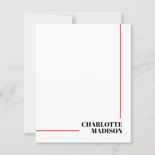 Modern Black White Trendy Minimalist Paper Sheet (Front)