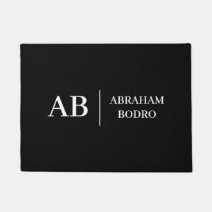 Modern Black & White Trendy Stylish Monogram Doormat