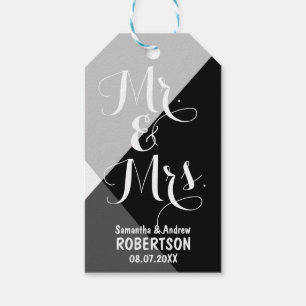 Modern black white triangles colour block Thank yo Gift Tags