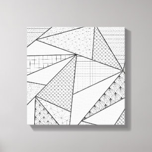 Modern Black White Triangles Geometric Pattern Canvas Print