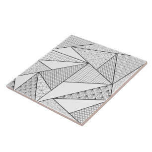 Modern Black White Triangles Geometric Pattern Tile
