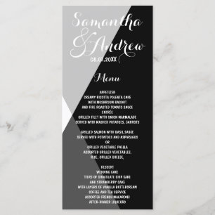Modern black white triangles wedding menu