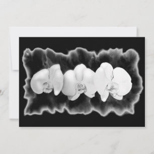 Modern Black White tropical Orchid painting  Invitation