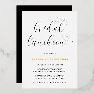 Modern Black White Typography Bridal Luncheon Gold