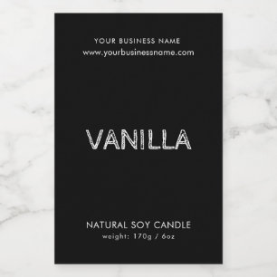 Modern black white typography candle product label