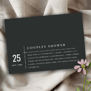 Modern Black & White Typography Couples Shower Invitation
