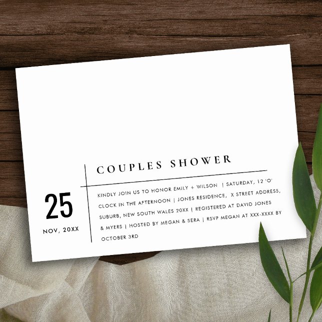 Modern Black & White Typography Couples Shower Invitation (Creator Uploaded)