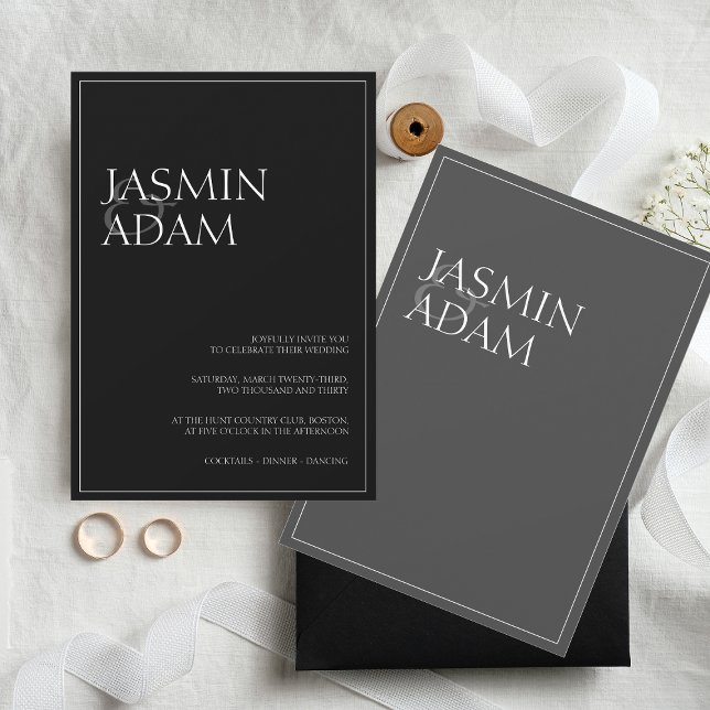 Modern Black White Typography Minimal Wedding Invitation (Creator Uploaded)