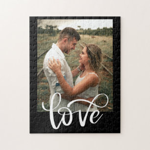 Modern Black & White Typography Photo Valentine Jigsaw Puzzle